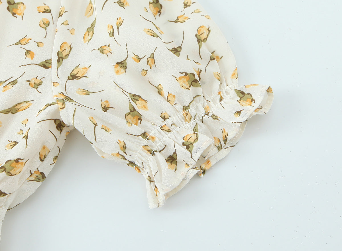 Summer Gentle Floral Dress Spring Summer French Mid Length Waist Slimming