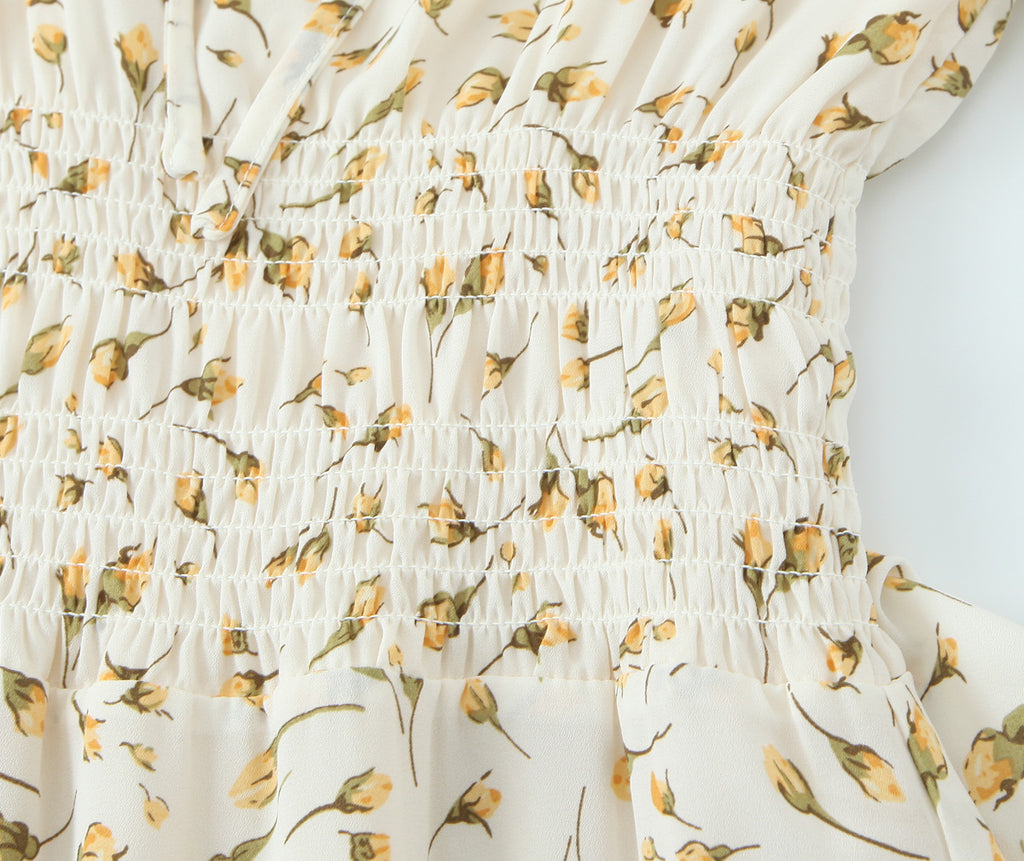 Summer Gentle Floral Dress Spring Summer French Mid Length Waist Slimming