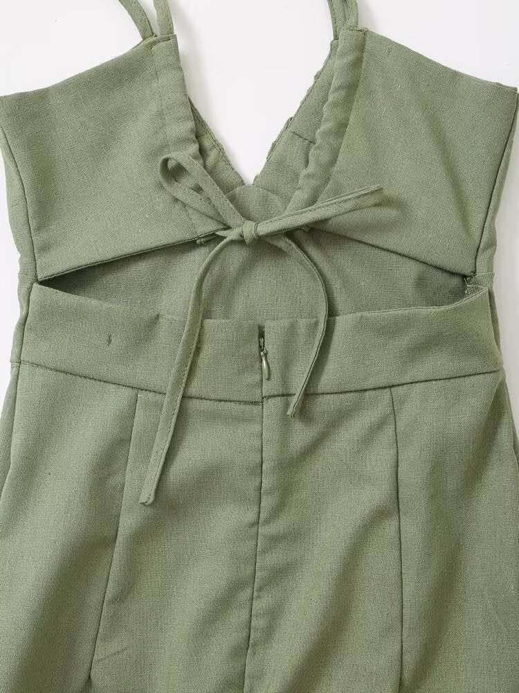 Spring Women Clothing French Design Linen Midi Dress