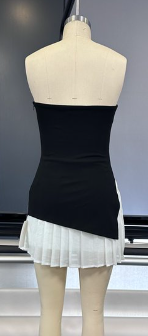 Summer Elegant Black And White Chiffon Dress For Women