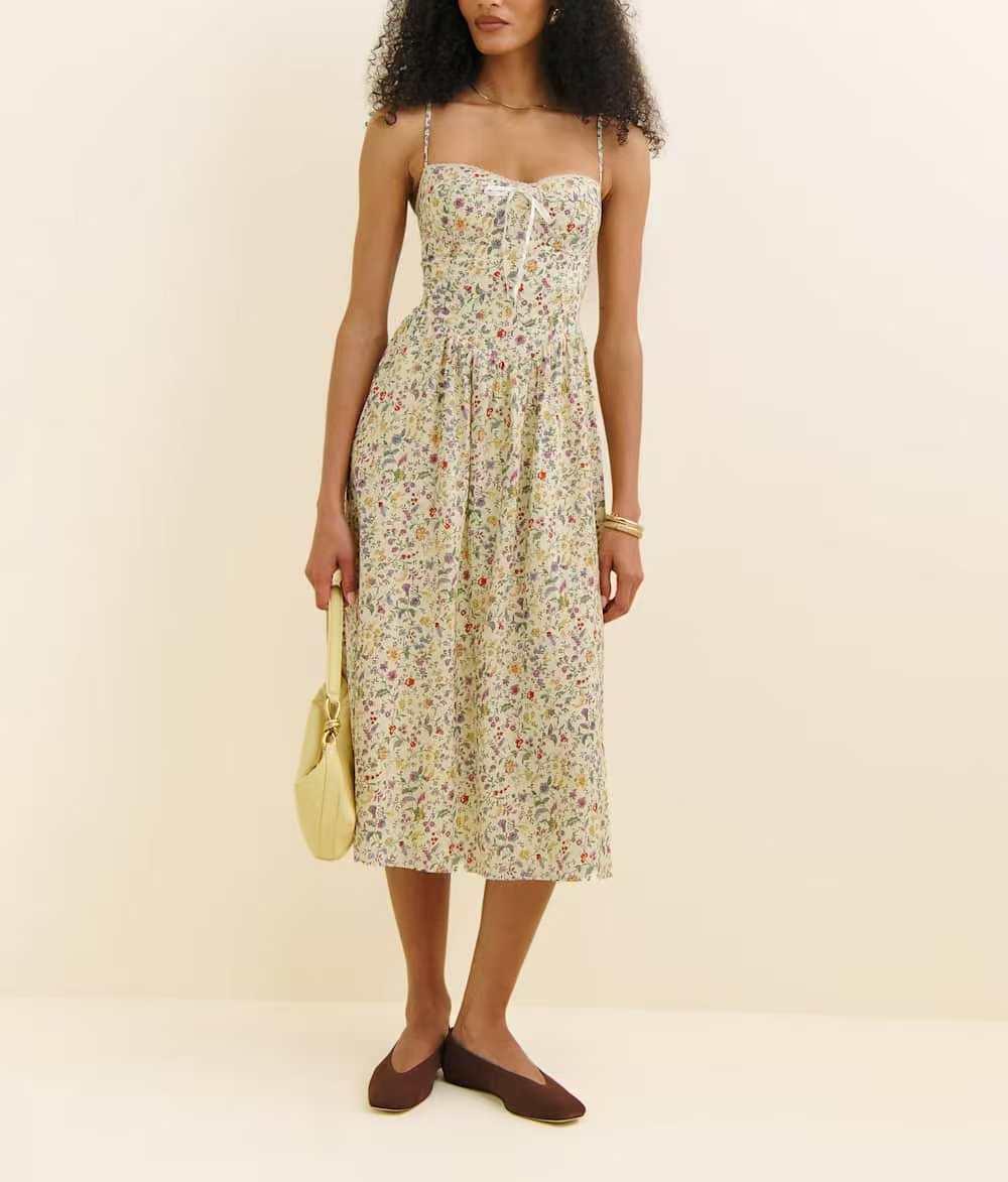 Women Sexy Backless Hip Women Bow Floral Strap Dress