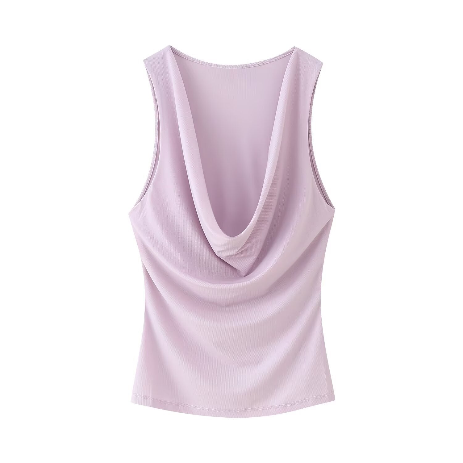 Summer Women Pleated Decorative Draped Collar Sleeveless Top Vest for Women