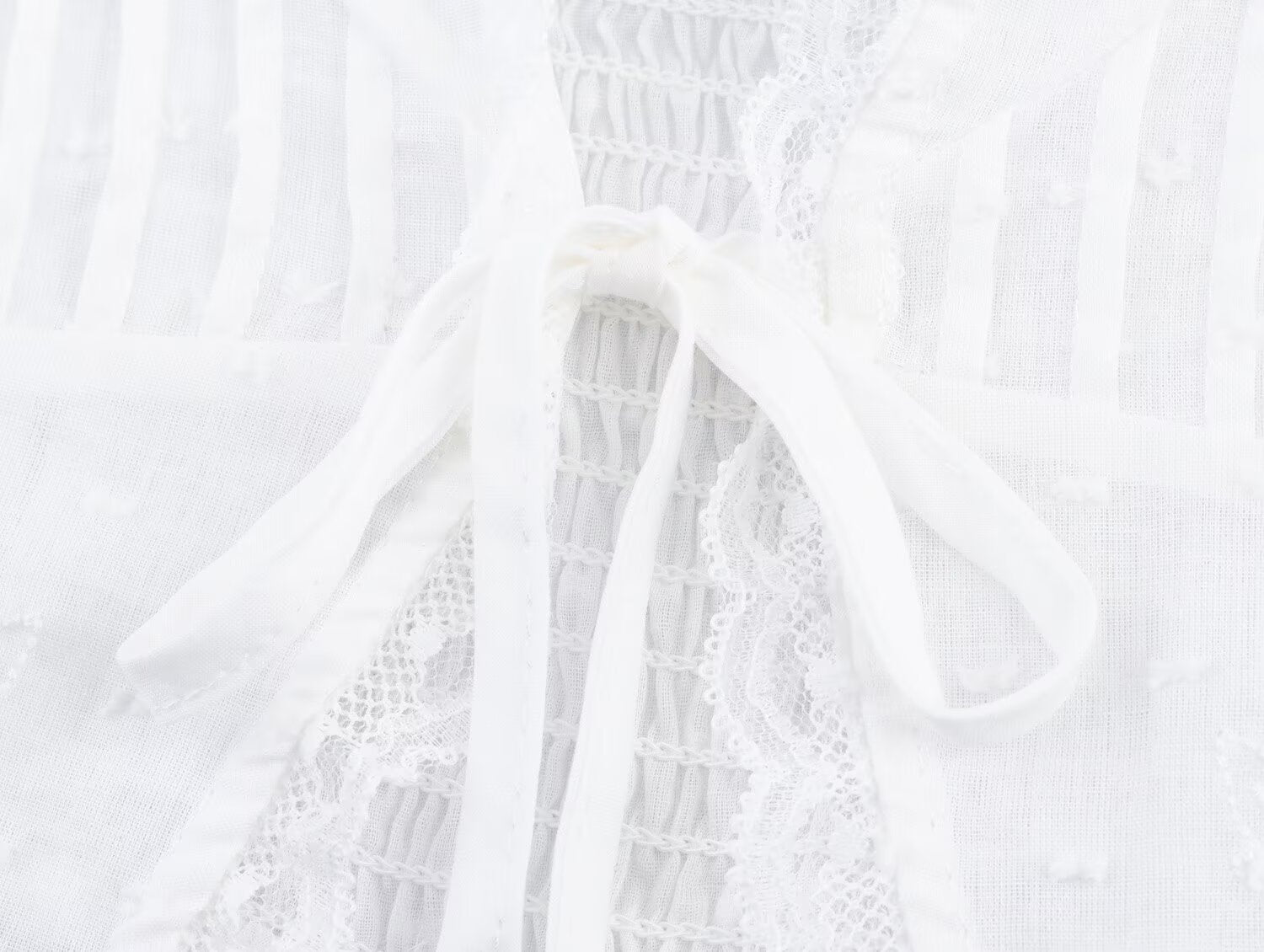 Summer Women Clothing Tulle Bowknot Decoration V neck Short Top