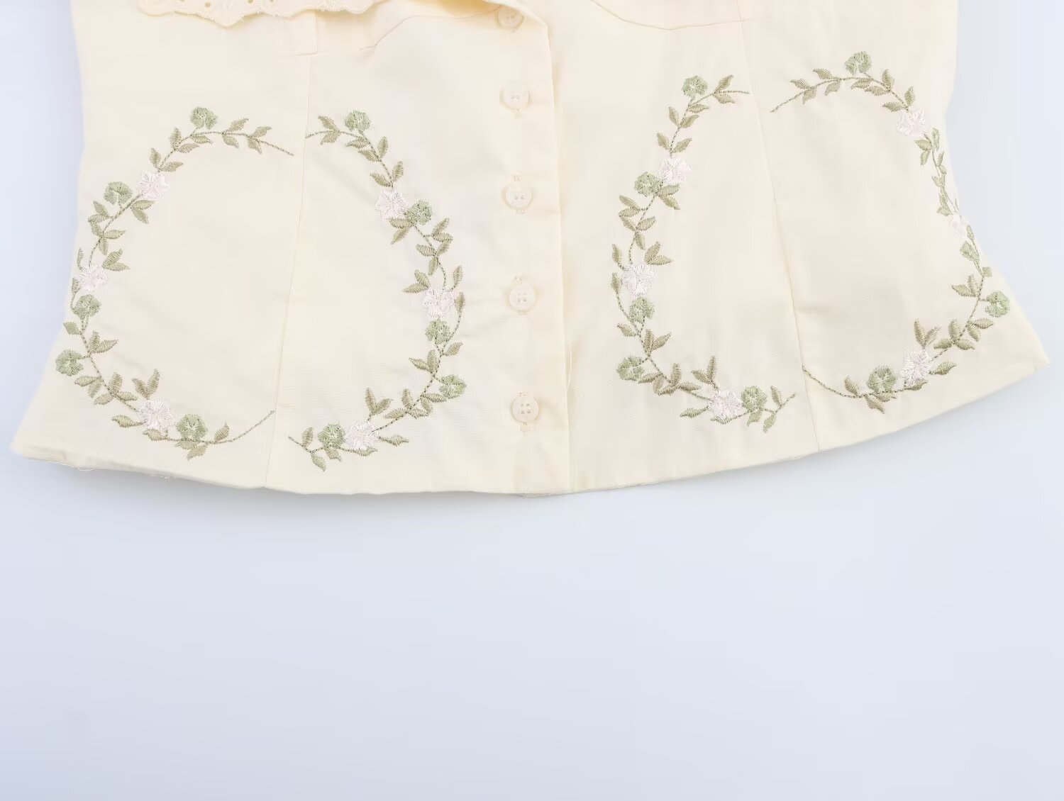 Summer Women Clothing Embroidered Poplin Cotton V neck Strap Top