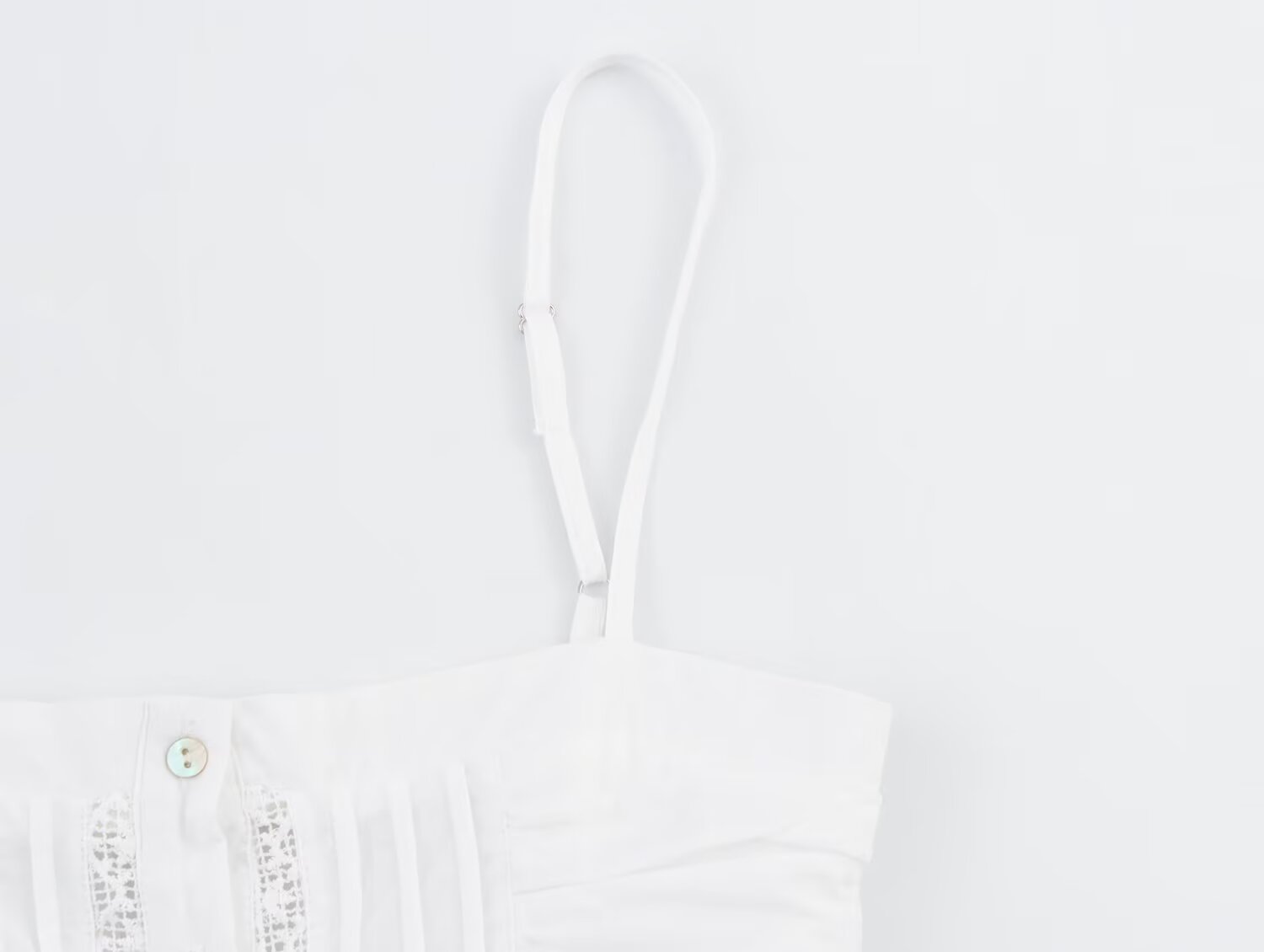 Women Clothing Sweet French Lace Embroidered Pleated Spaghetti-Strap Camisole Top