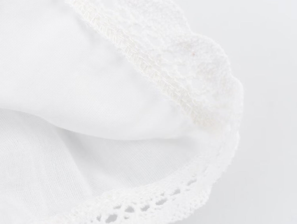 Women Clothing Sweet French Lace Embroidered Pleated Spaghetti-Strap Camisole Top