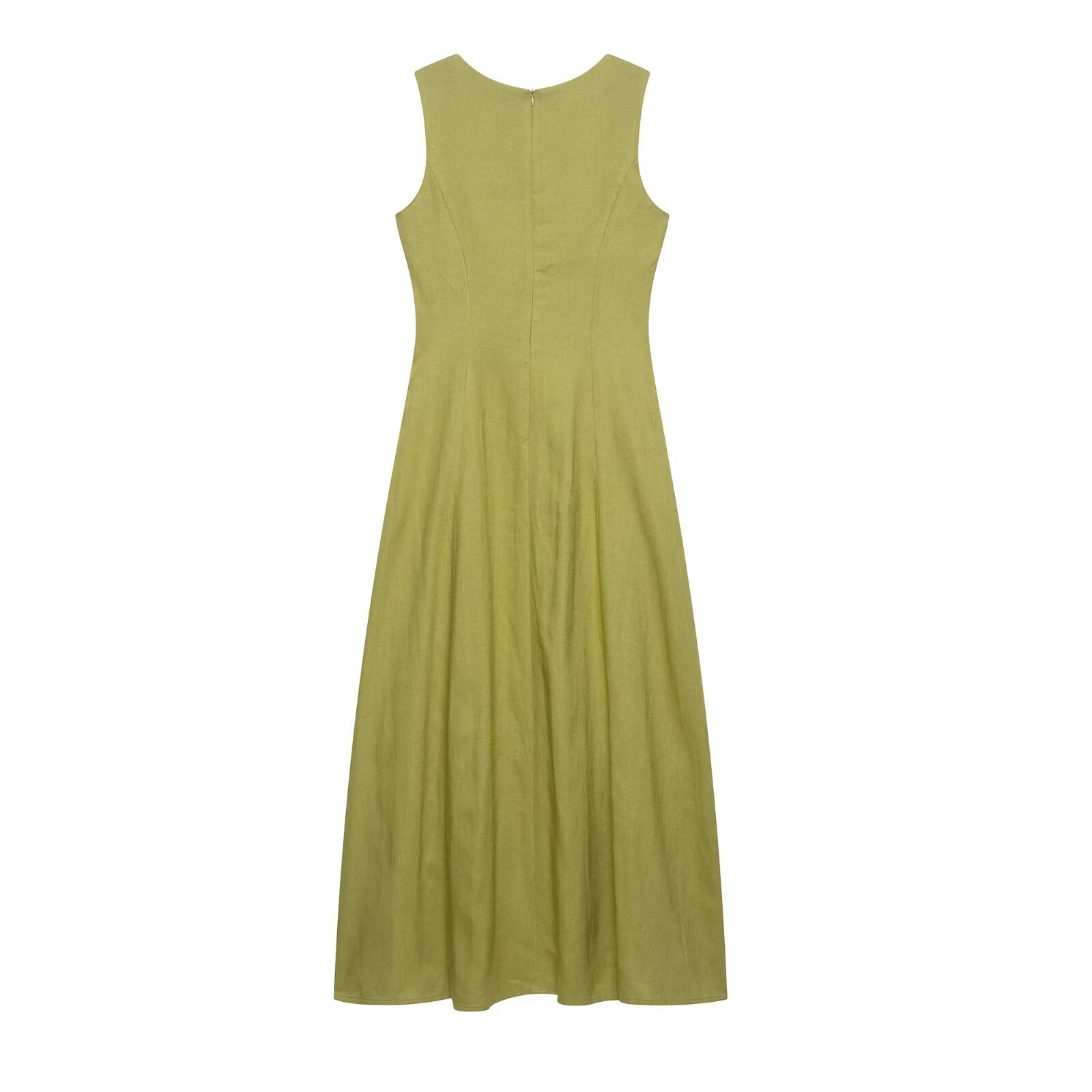 Women Clothing Summer Slim Fit Slimming Linen Midi Dress