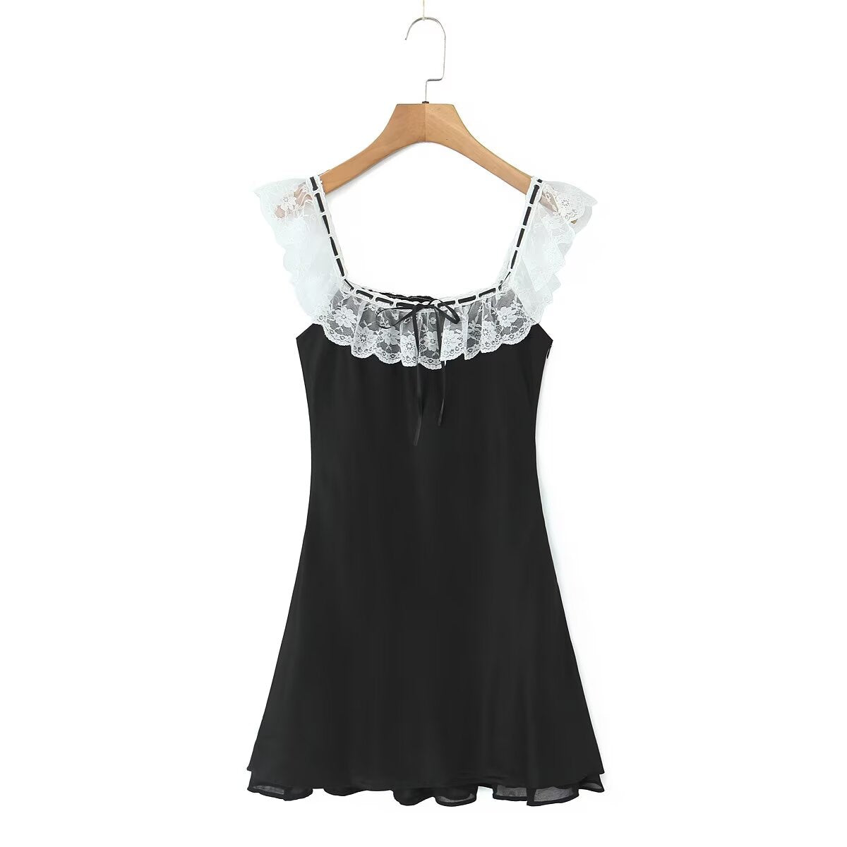 Summer Women Clothing Pure Sexy Ruffled Lace Patchwork Waist Slimming Slimming Dress Short Dresses