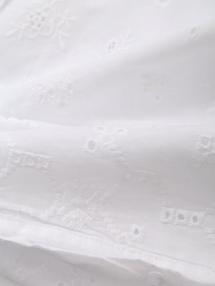 Women Clothing Fashionable Casual Embroidered Poplin Top