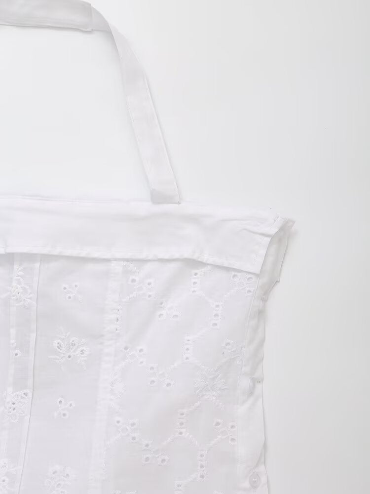 Women Clothing Fashionable Casual Embroidered Poplin Top