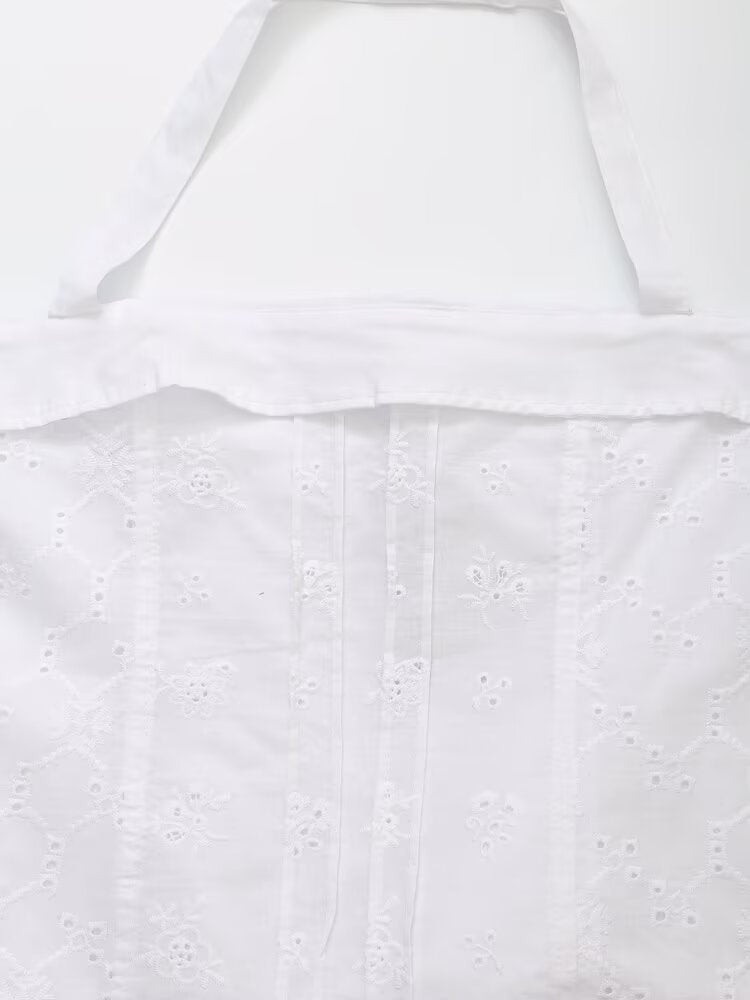 Women Clothing Fashionable Casual Embroidered Poplin Top