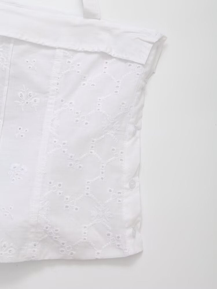 Women Clothing Fashionable Casual Embroidered Poplin Top