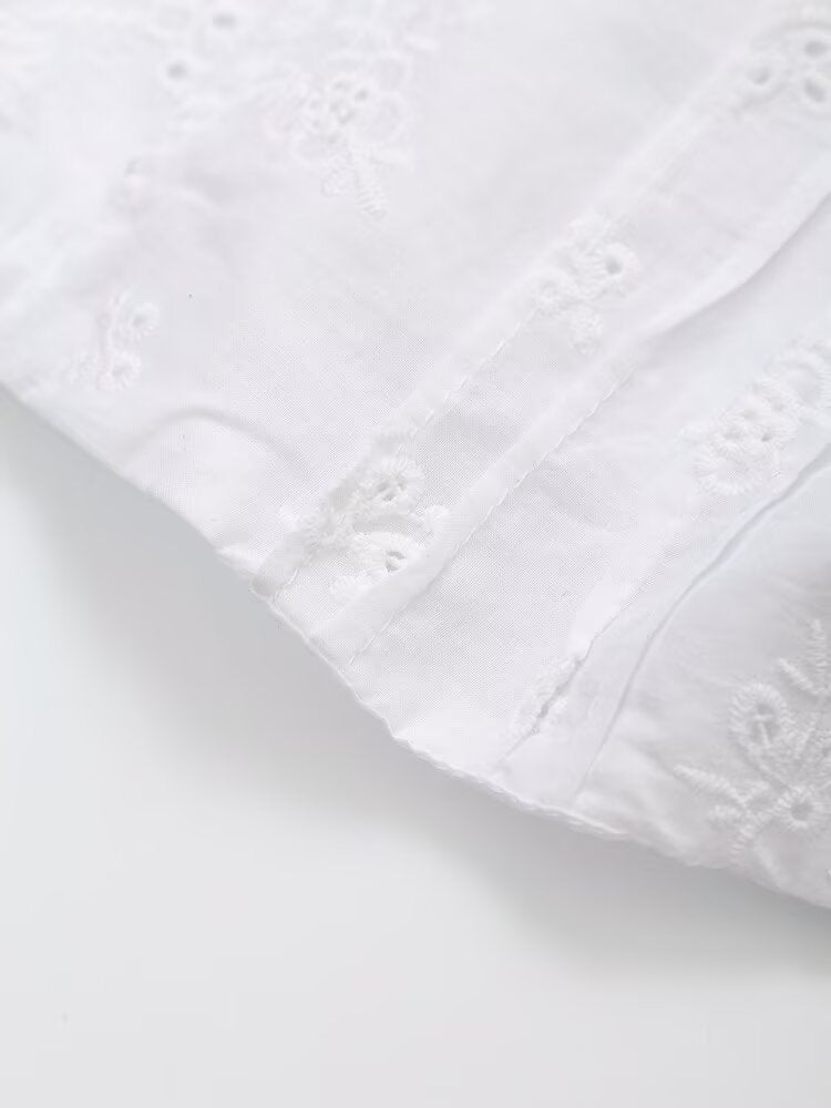 Women Clothing Fashionable Casual Embroidered Poplin Top