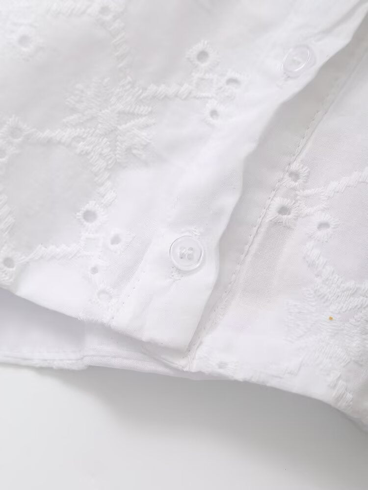 Women Clothing Fashionable Casual Embroidered Poplin Top