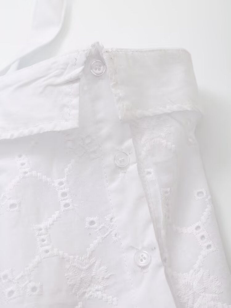 Women Clothing Fashionable Casual Embroidered Poplin Top