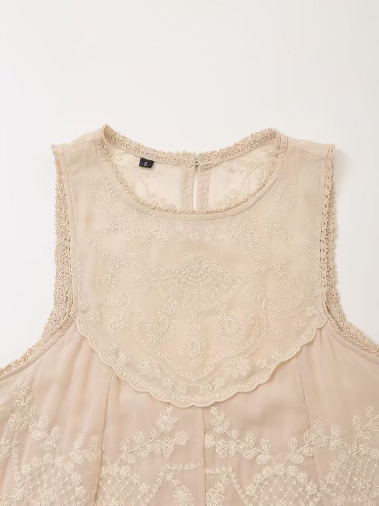 Women Clothing Series Contrast Color Embroidery Dress