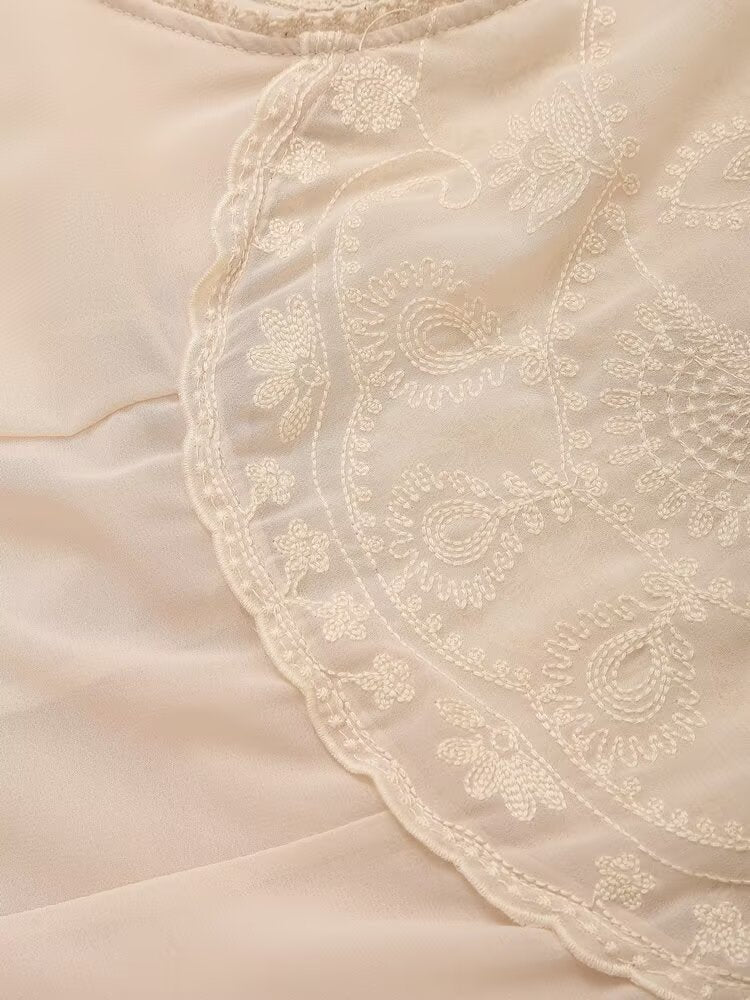 Women Clothing Series Contrast Color Embroidery Dress