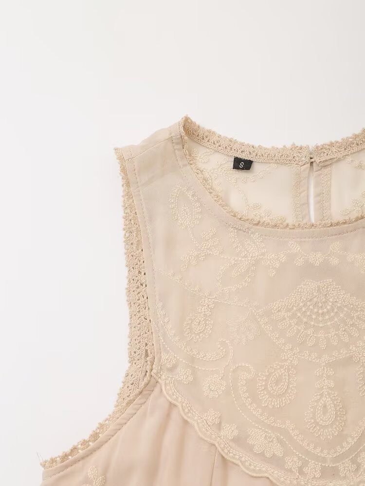 Women Clothing Series Contrast Color Embroidery Dress