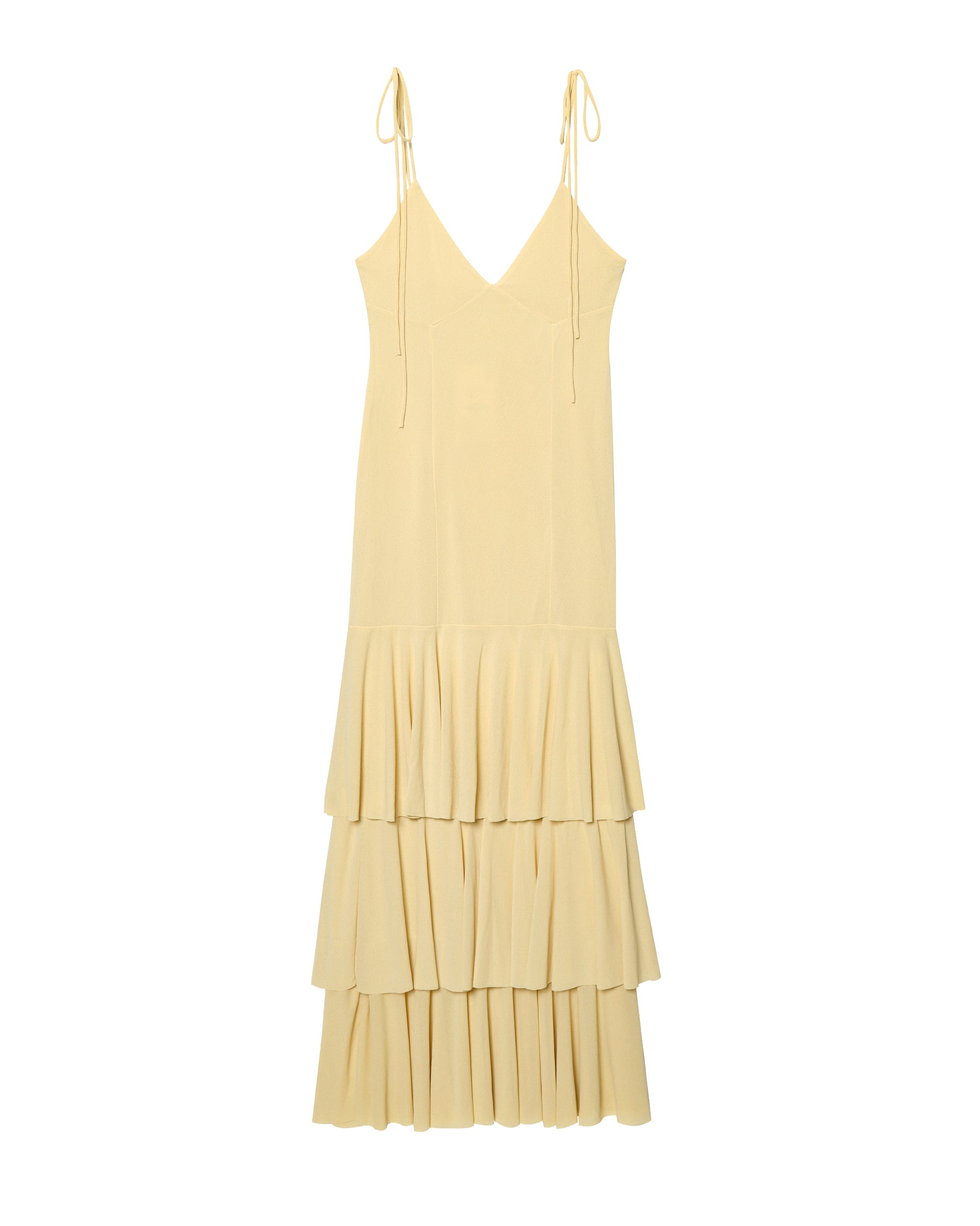 Slimming V Neckline Sexy Suspenders Backless Laminated Decoration Midi Dress