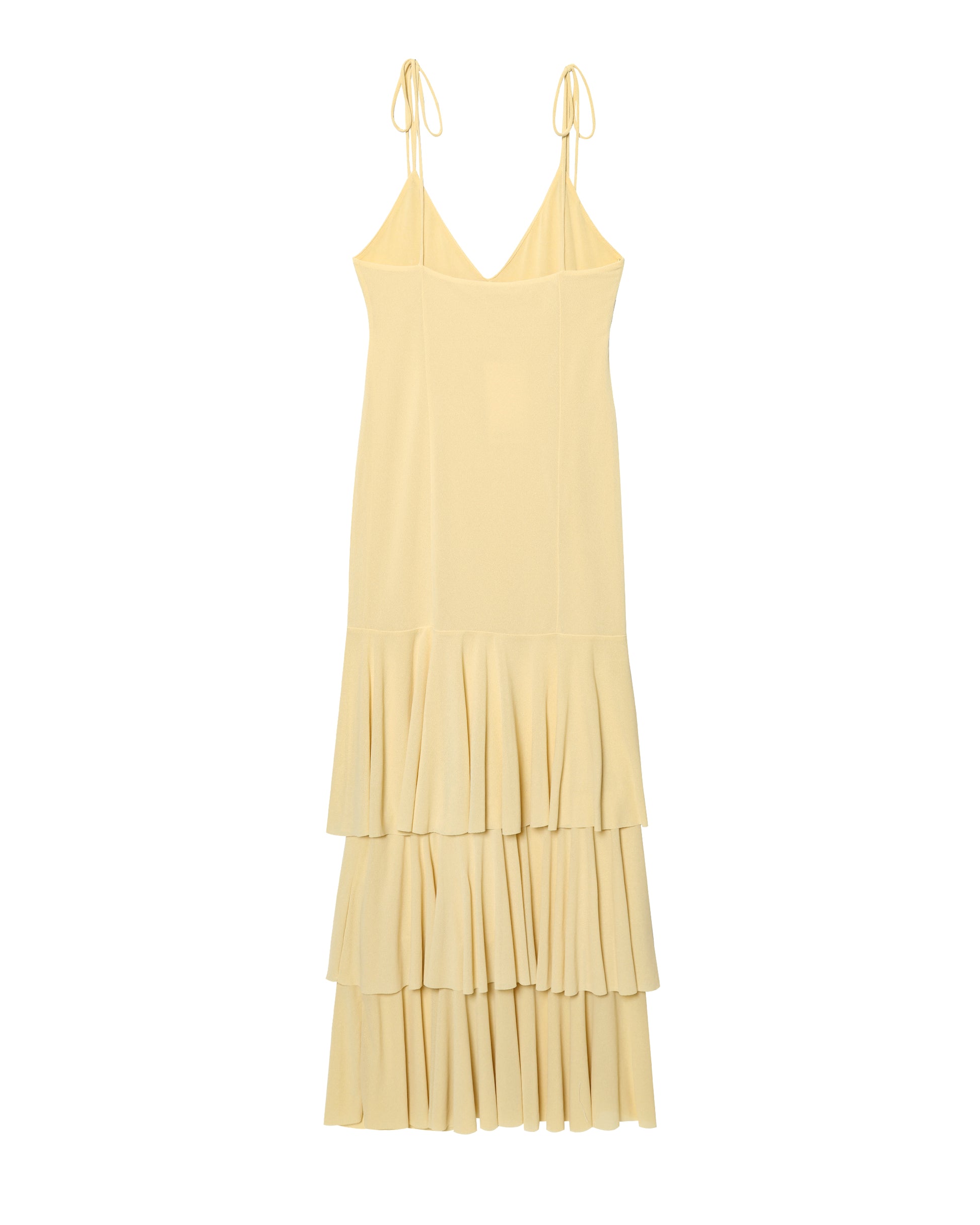 Slimming V Neckline Sexy Suspenders Backless Laminated Decoration Midi Dress