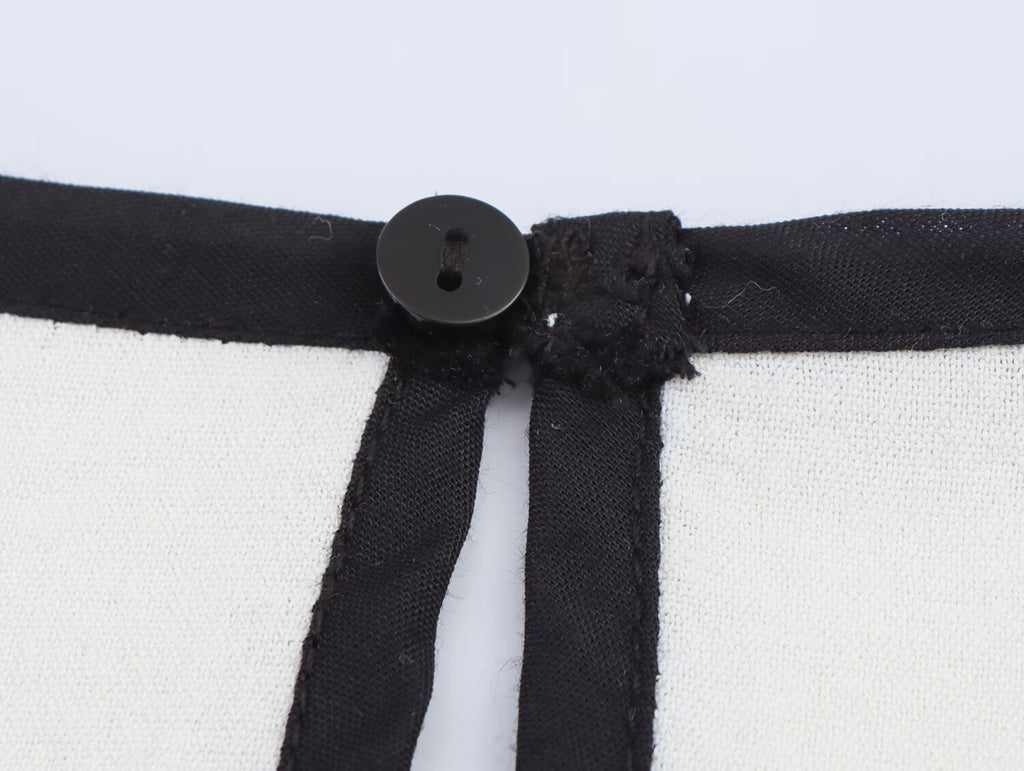 Women Contrast Color Trim Crepe round Neck Sleeveless Top