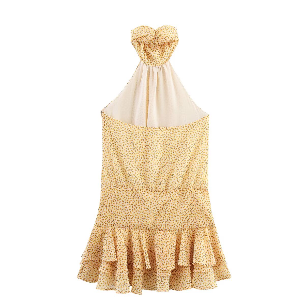 Summer Women Clothing Laminated Hanging Collar Printing Dress