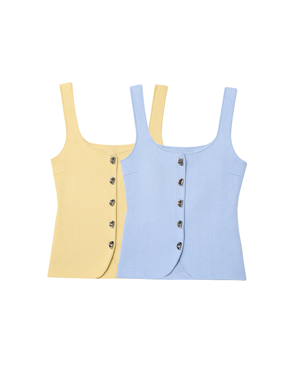 Summer Women Clothing Slim Fitting Simple Sexy Decorated Row Button Knitted Vest Sling