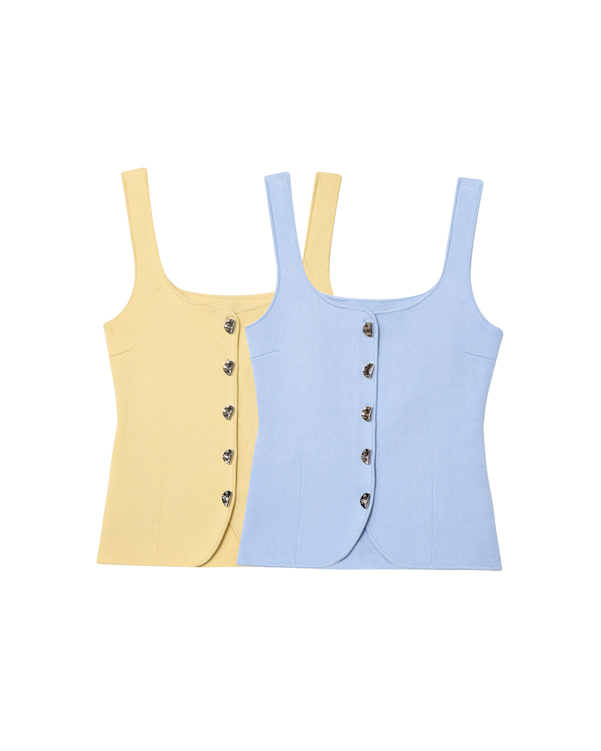 Summer Women Clothing Slim Fitting Simple Sexy Decorated Row Button Knitted Vest Sling