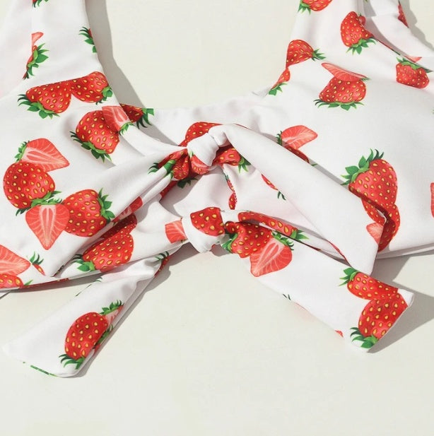 Solid color print split bikini