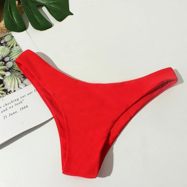 Solid color print split bikini