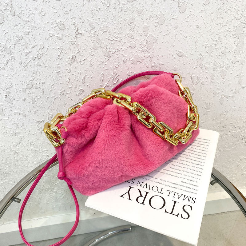 Furry Handbags Winter Fashion One-Shoulder Diagonal Chain Bag