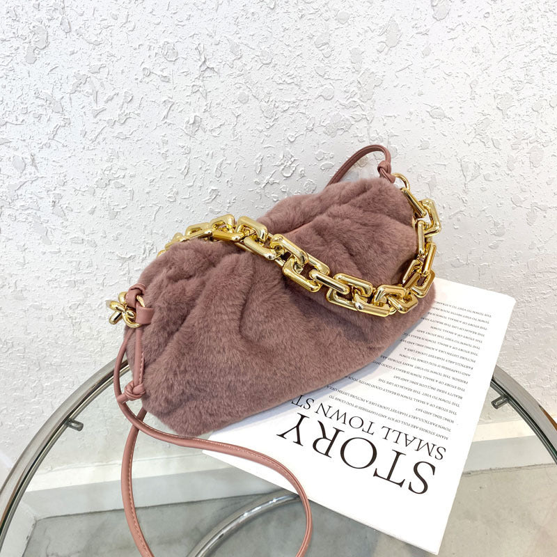 Furry Handbags Winter Fashion One-Shoulder Diagonal Chain Bag