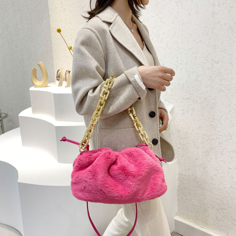 Furry Handbags Winter Fashion One-Shoulder Diagonal Chain Bag