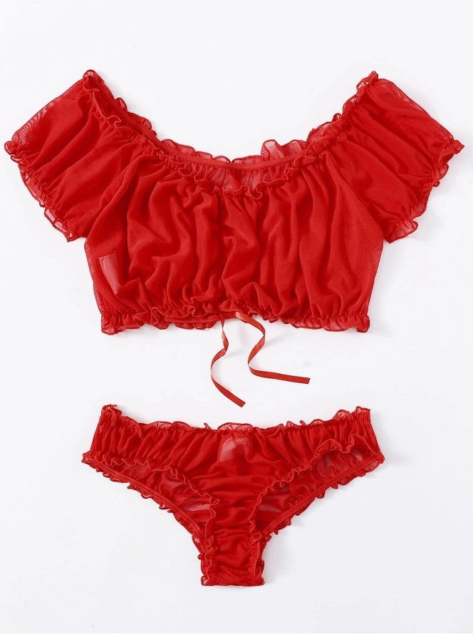 European And American Sexy Lingerie One-Shoulder Two-Piece Sling Set
