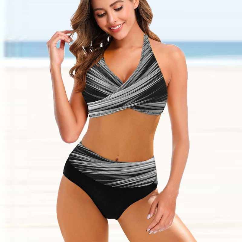 Ladies Split Bikini Striped