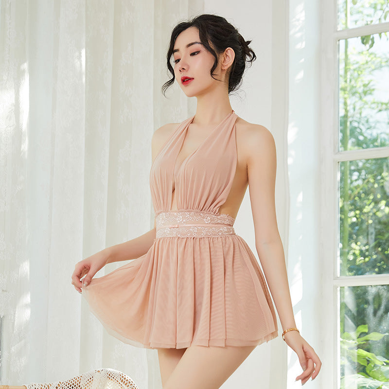 Net yarn nightdress sexy perspective sexy pajamas women