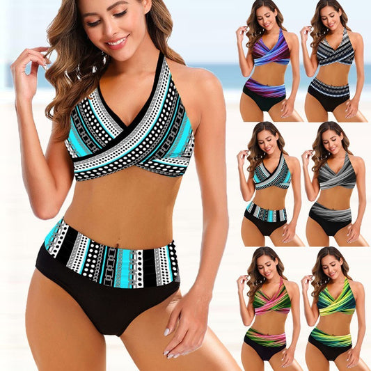 Ladies Split Bikini Striped