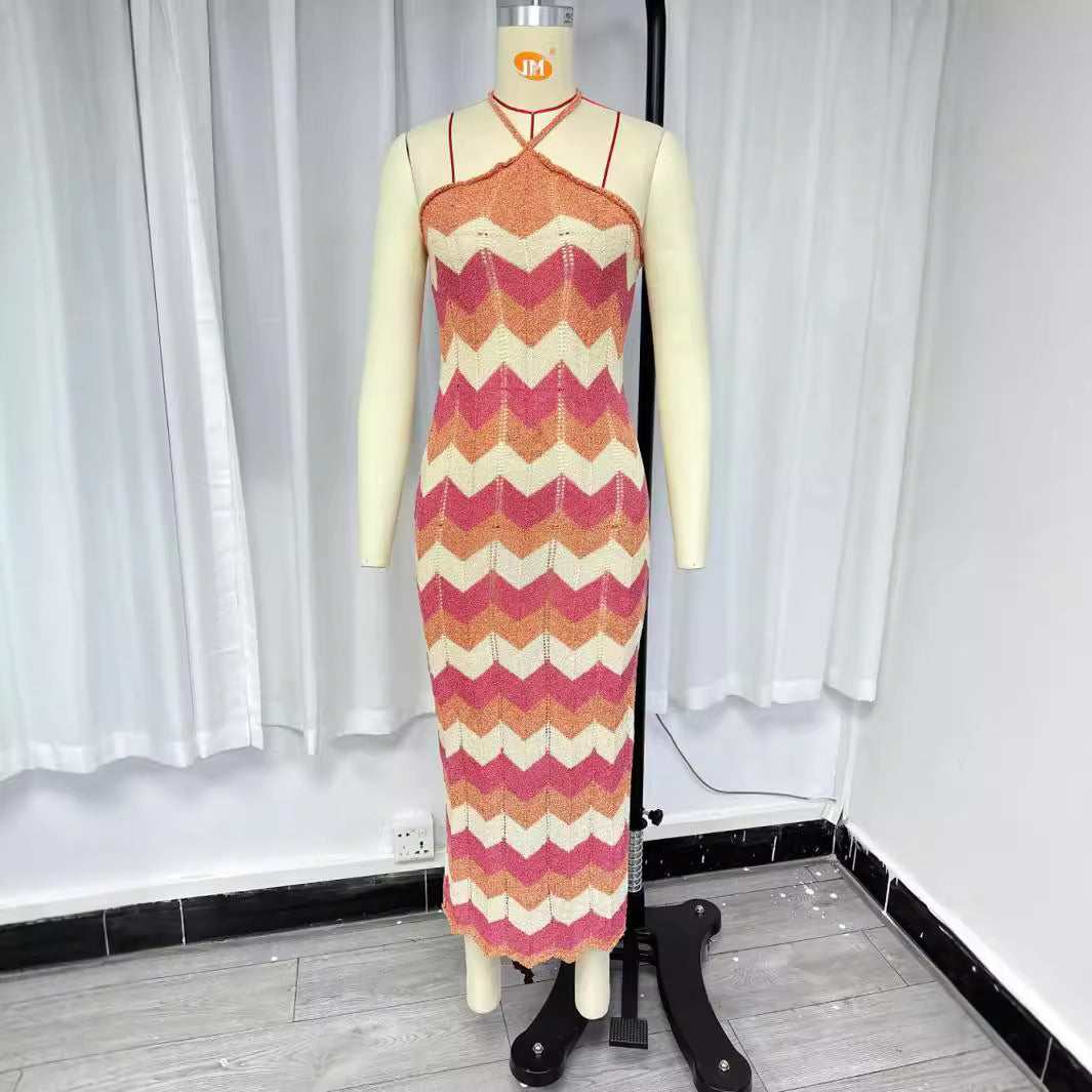 Women's Hollow Out Stitching Bikini Holiday Long Seaside Dress