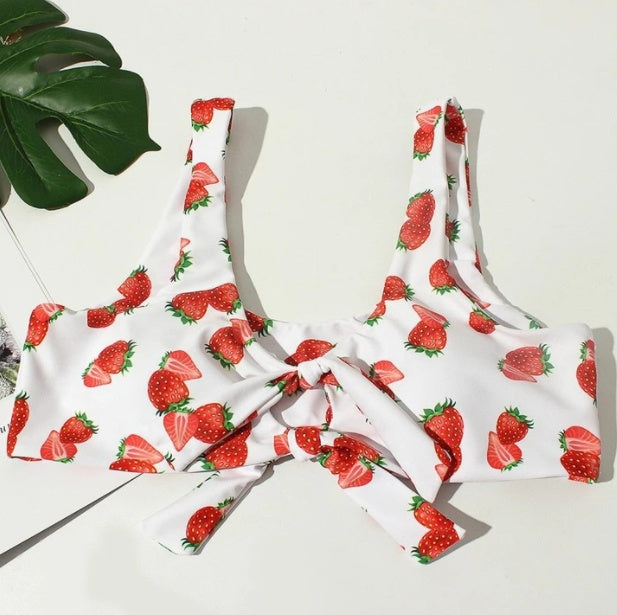 Solid color print split bikini