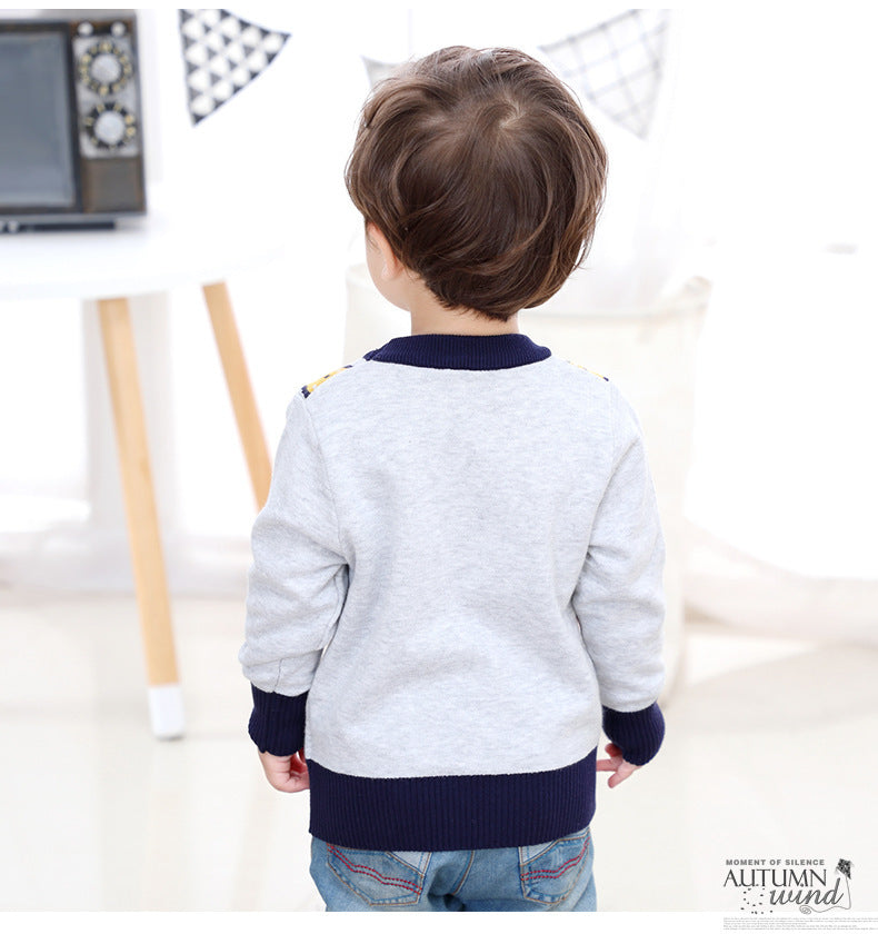 Boys all-match suspenders frog knitted sweater