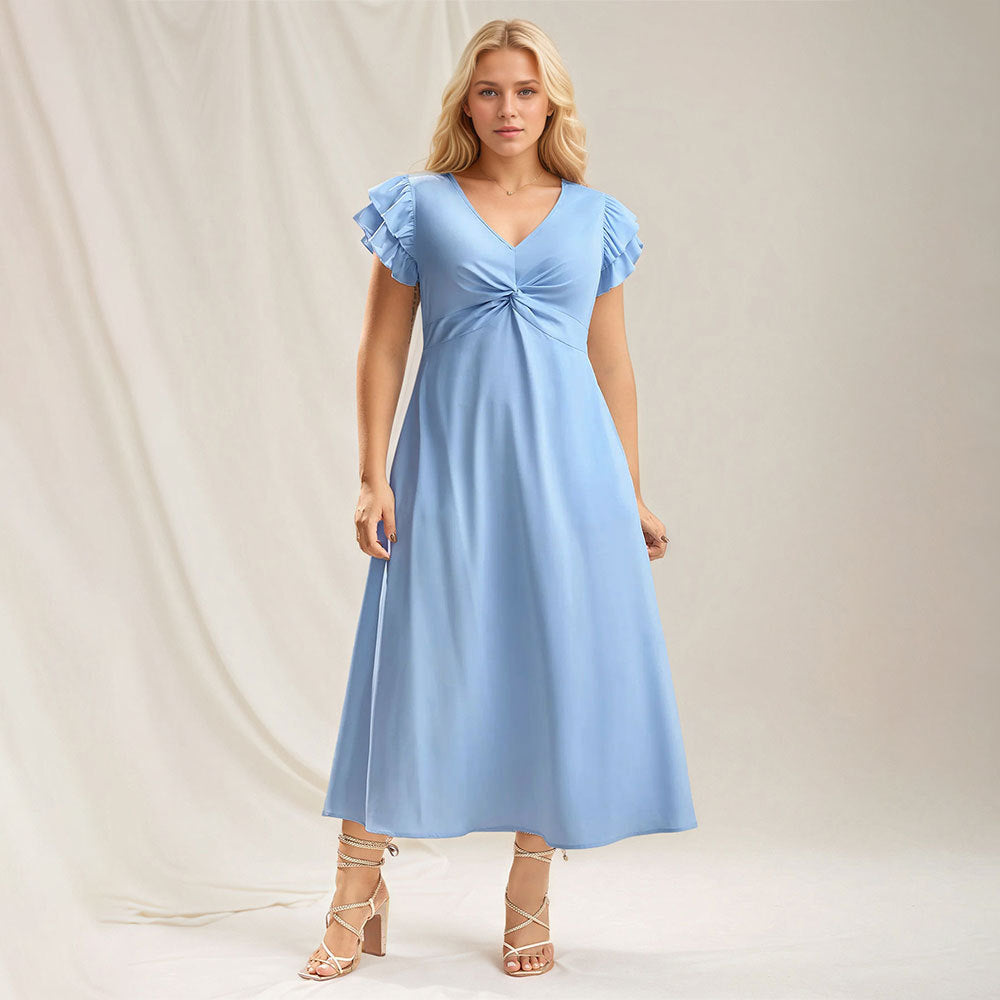 Plus Size Women Clothing Cute Youth Looking Dress Waist Tight Slim Fit Slimming Dress