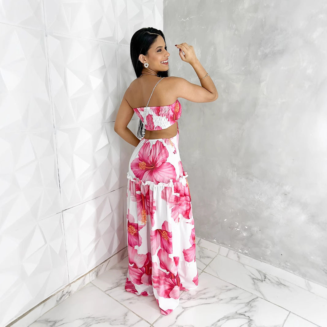 Women Printed Tube Top Summer Dress