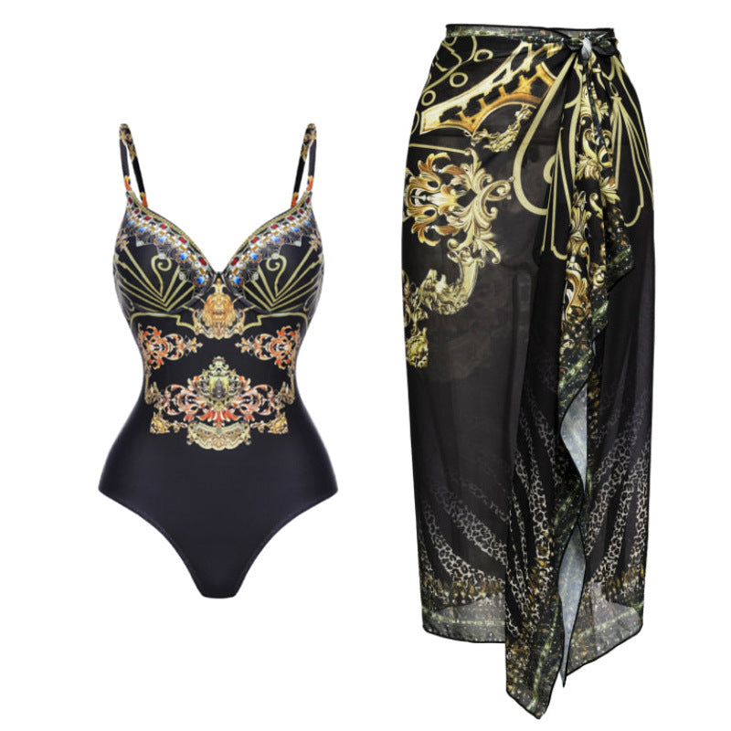 Black Gold Luxury One Piece Swimsuit Women Vacation Bikini