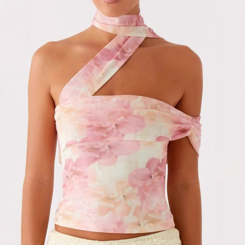 Women Tops Printed Tube Top Halter Sexy Vest Women