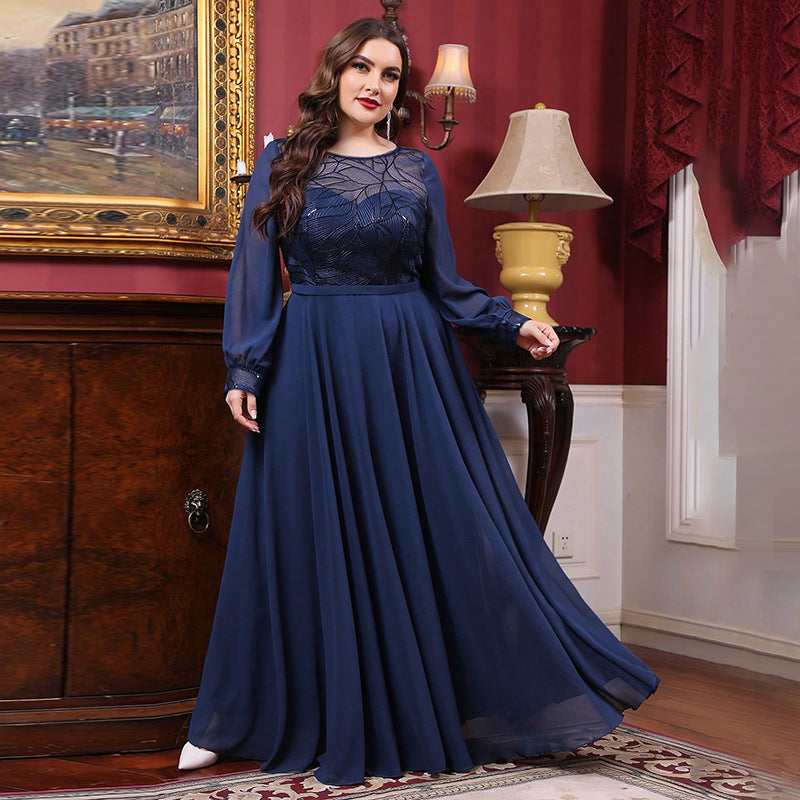 Cocktail Evening Dress Long Elegant Lady Elegant plus Size Graduation Host Lace Dress