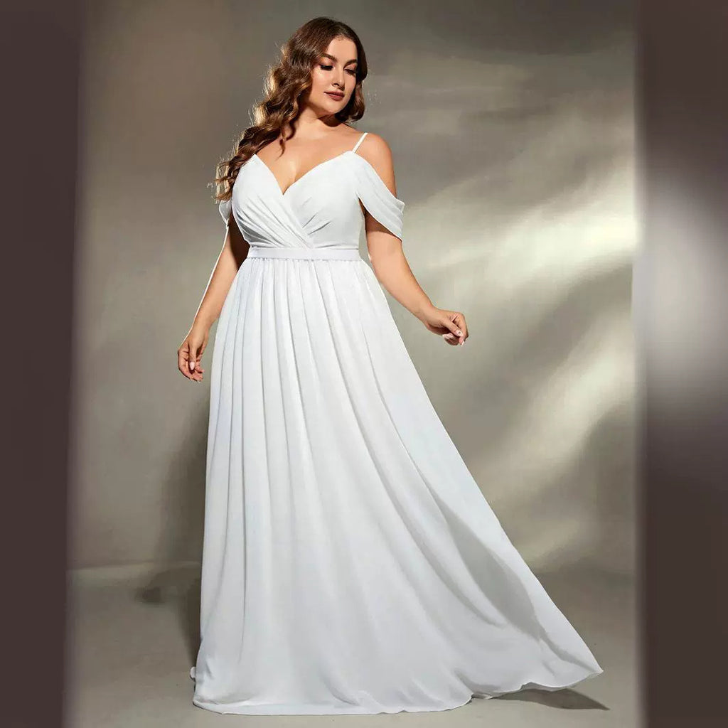 Evening Dress White off the Shoulder Clothes Sling Dress Bridesmaid Group Evening Dress Autumn Supply