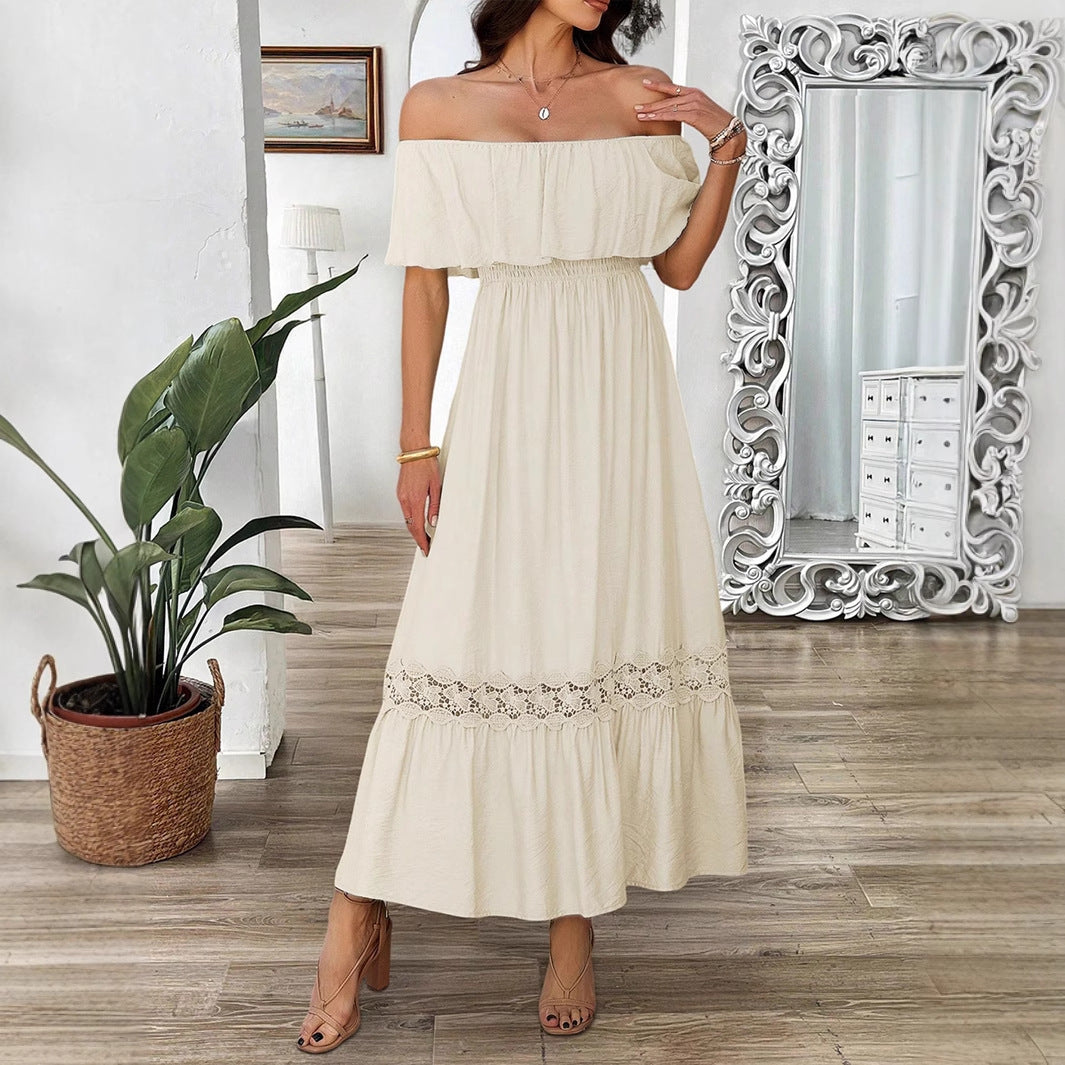 Vacation Casual off Shoulder Waist Dress Women Clothing Spring Summer