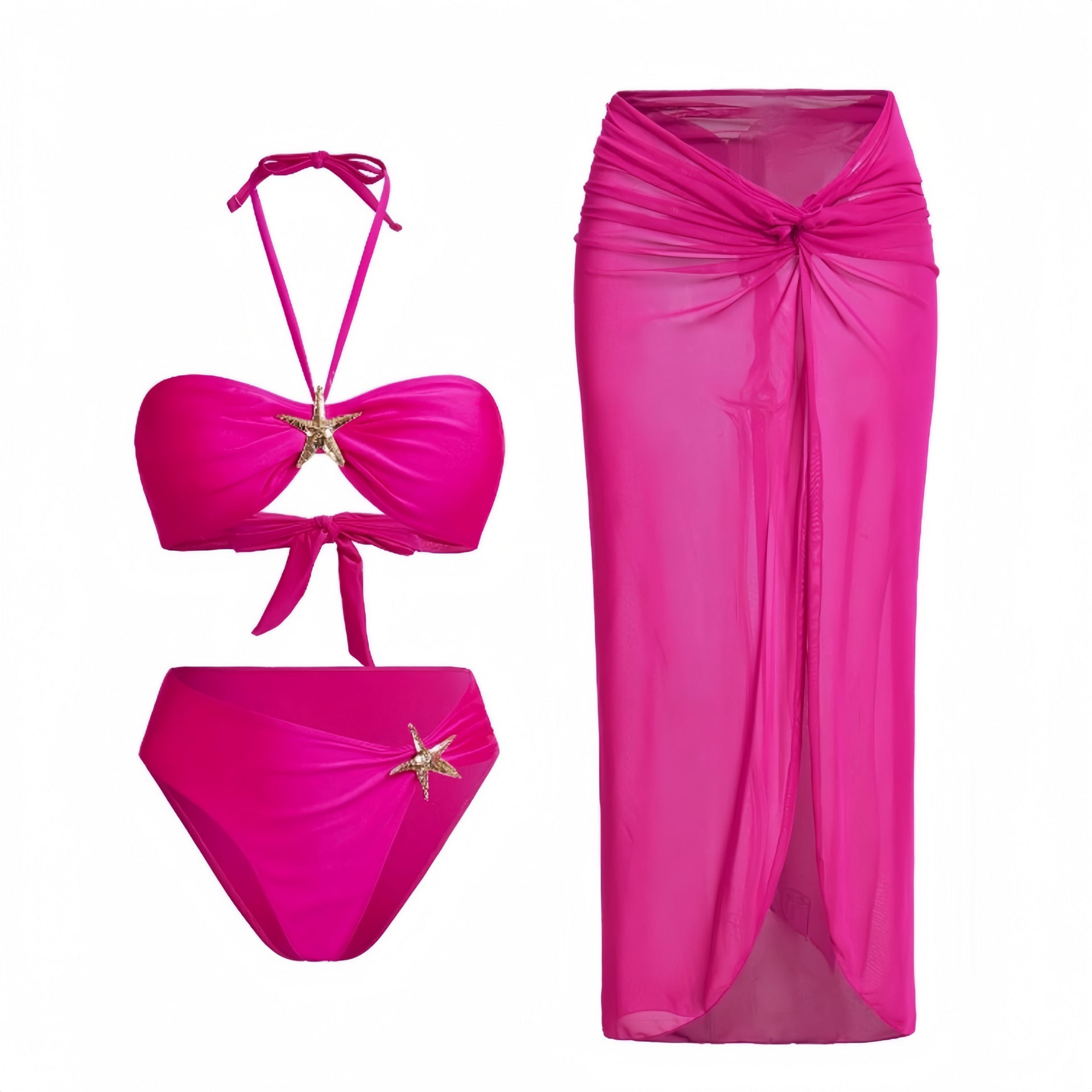 Bikini Three Piece Set Sexy Halter Bikini Split Women Swimsuit Beach Skirt Swimsuit