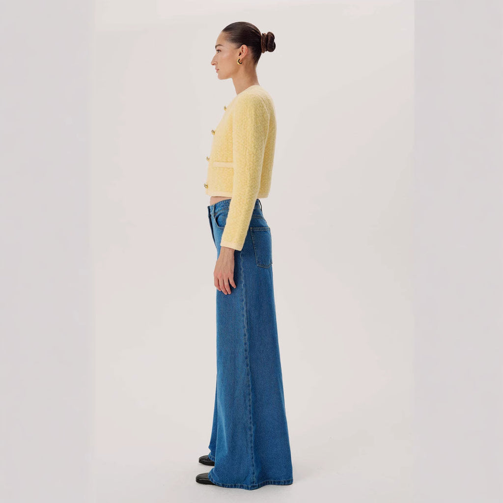 High Waist Wash Skinny Jeans Loose Wide Leg Pants Retro Mop Trousers Women