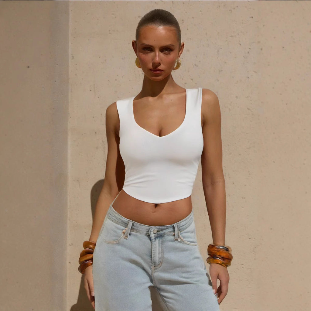 Summer Women Wear Camisole Casual Beauty Back Slimming Solid Color Top